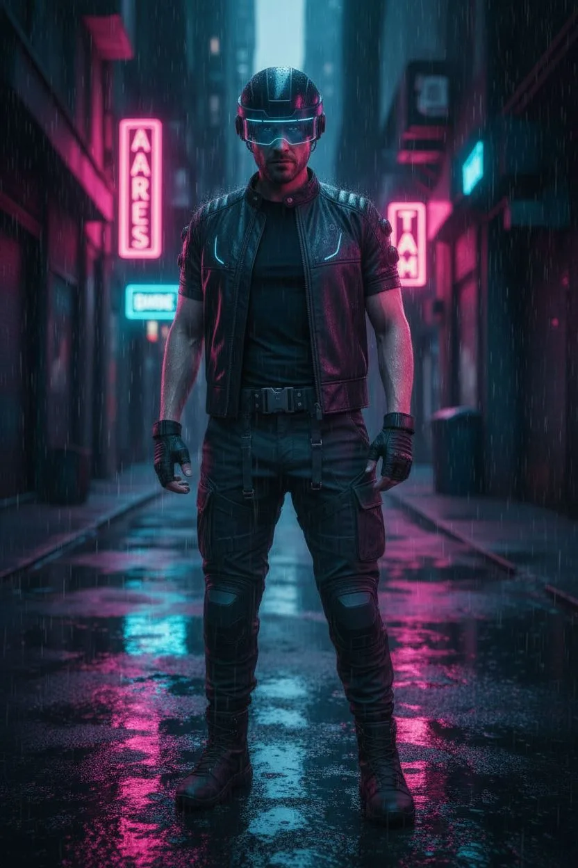 Example of the Cyberpunk Neon AI photoshoot pack