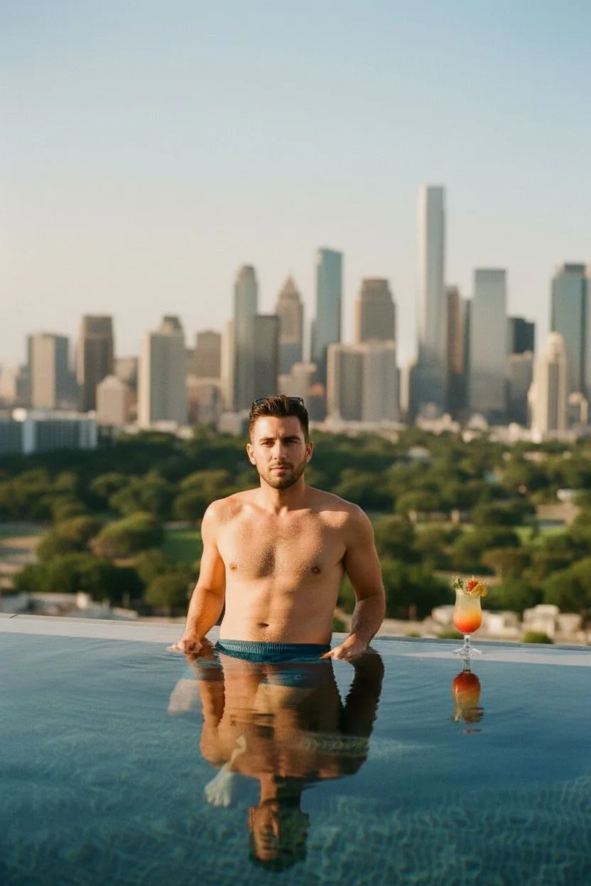 Example of the Rooftop Infinity Pool AI photoshoot pack