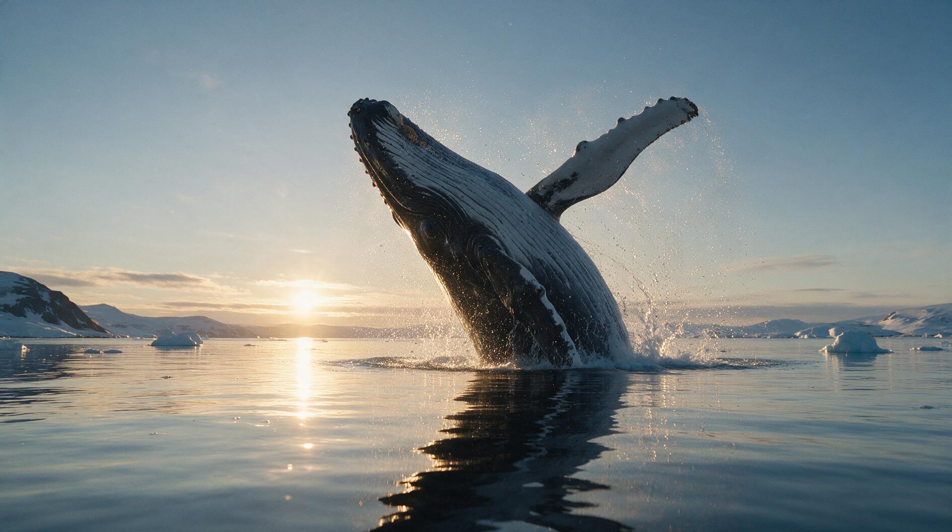 A clip generated with Seedance 2.5 — a humpback whale breaching in an arctic bay at sunrise